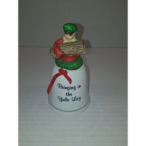 Vintage J.S.N.Y‎ Christmas "Bringing in the Yule Log" Bisque Porcelain Bell